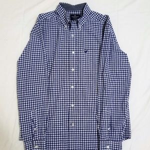 AE Blue and White Classic Fit Gingham. Size M.
